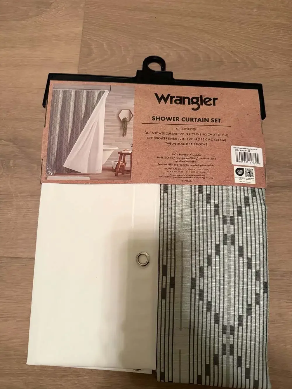 Wrangler Mesa Stripe Green Shower Curtain Set